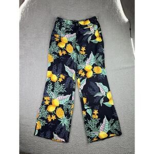 Anthropologie Maeve Escape Tropical Lemon Pineapple Print Pants Women’s Sz US 14